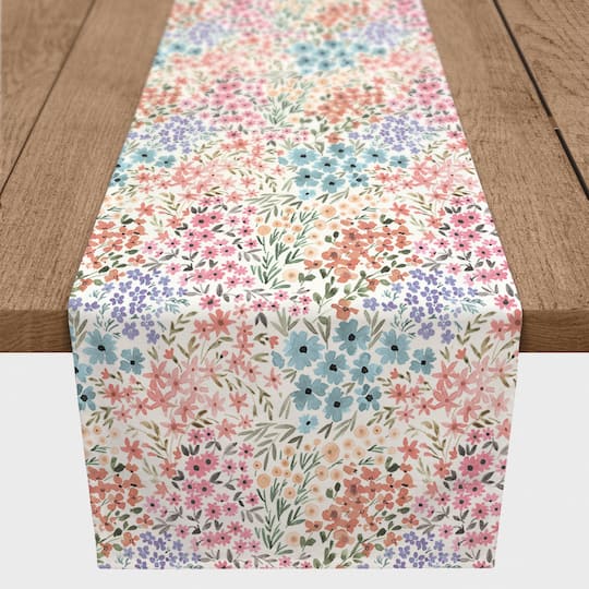 Colorful Blooms Twill Table Runner